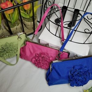 3 Fabric Kisslock Pouchette Evening Bags
